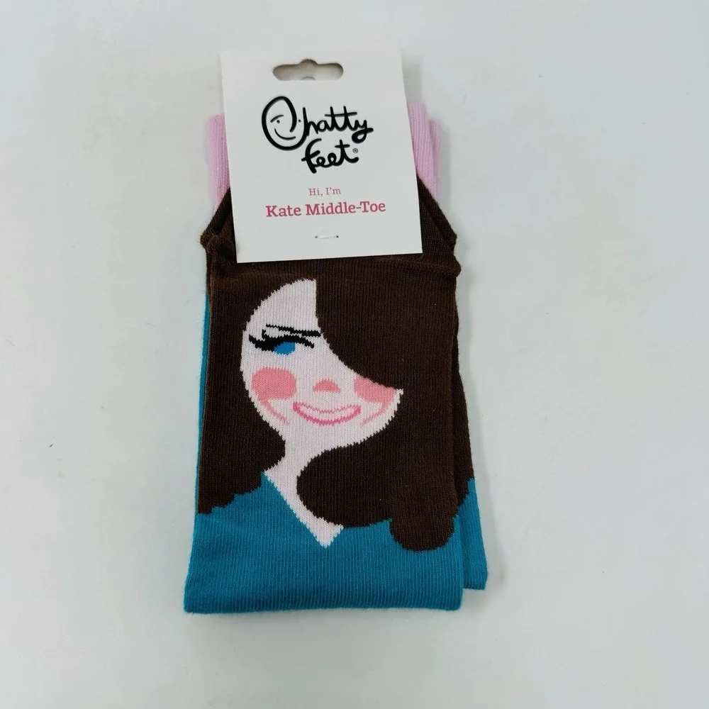 British Royals Chatty‎ Feet Kate Middle-Toe Socks Sz 5.5 - 9.5 M Brown, Blue NWT